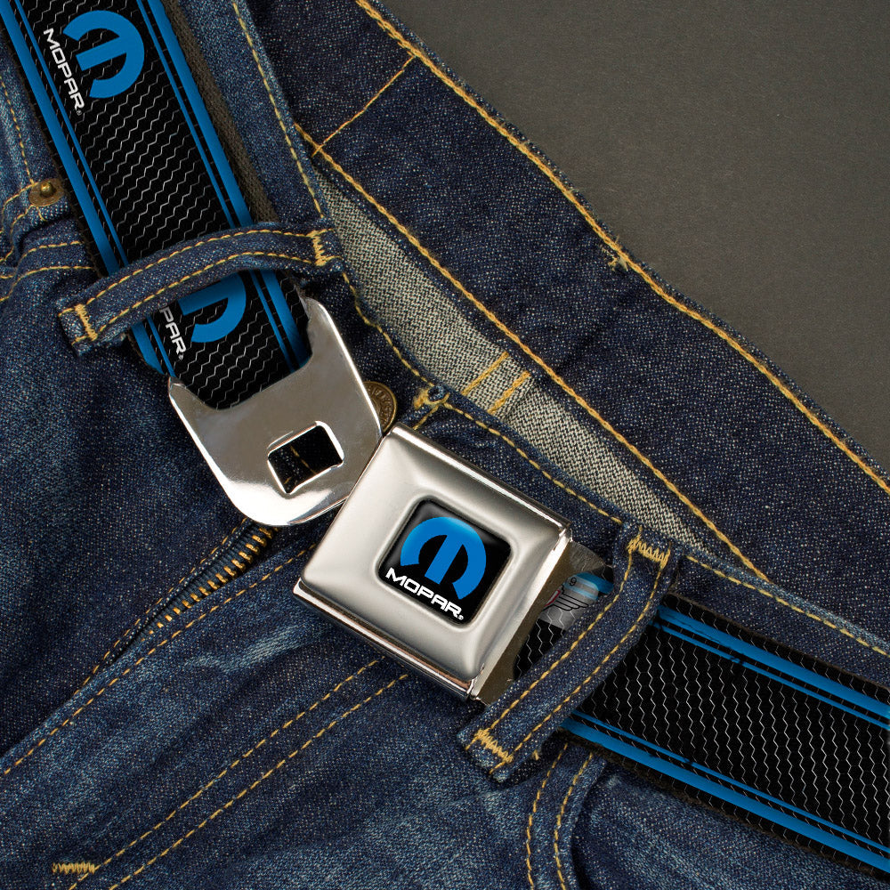 Mopar Logo Black & Blue Stripes Seatbelt Belt
