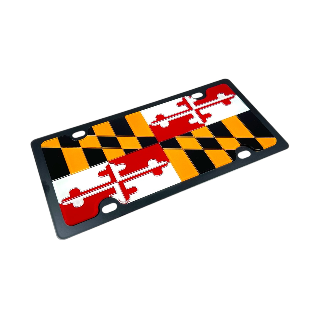 Maryland State Flag Carbon Steel License Plate