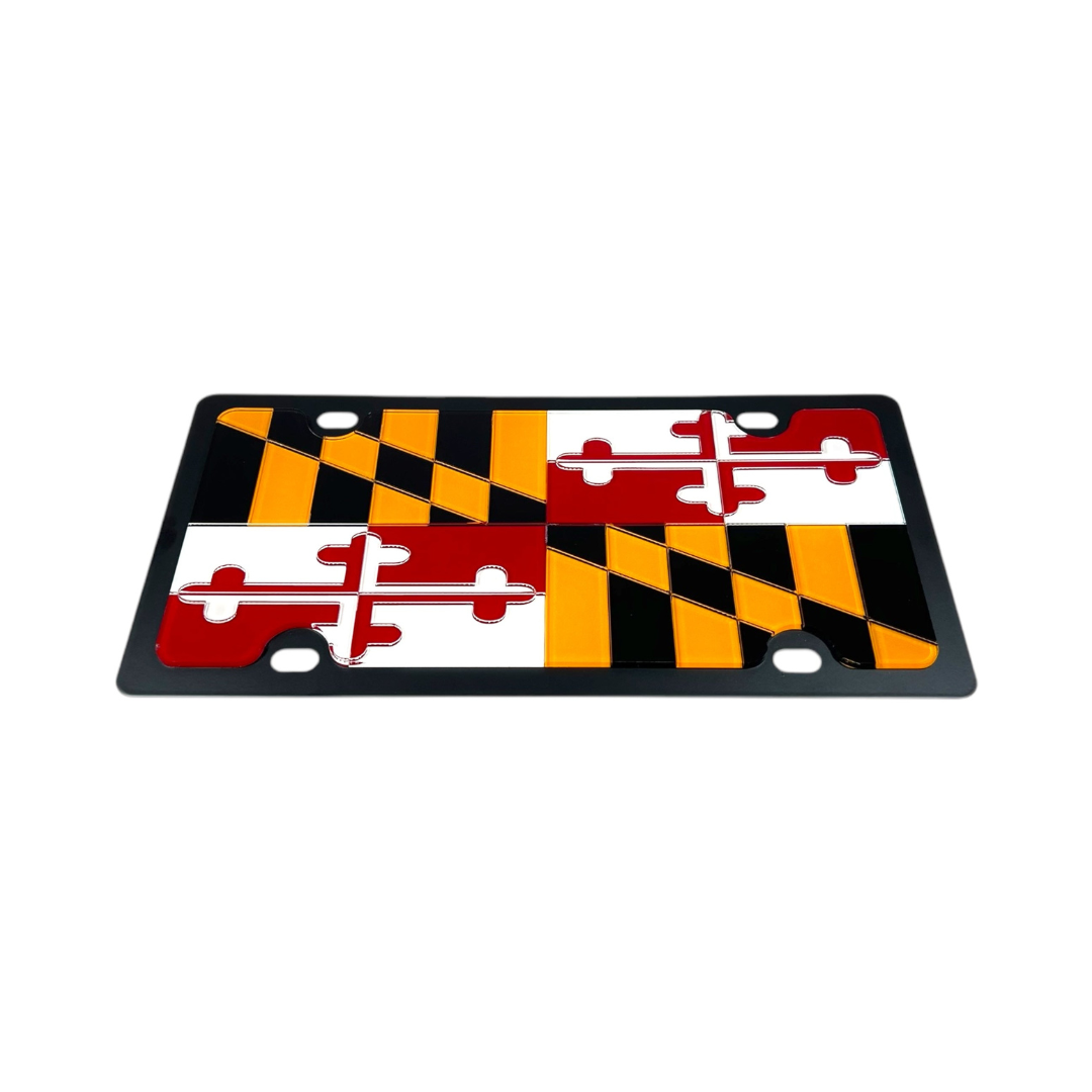 Maryland State Flag Carbon Steel License Plate