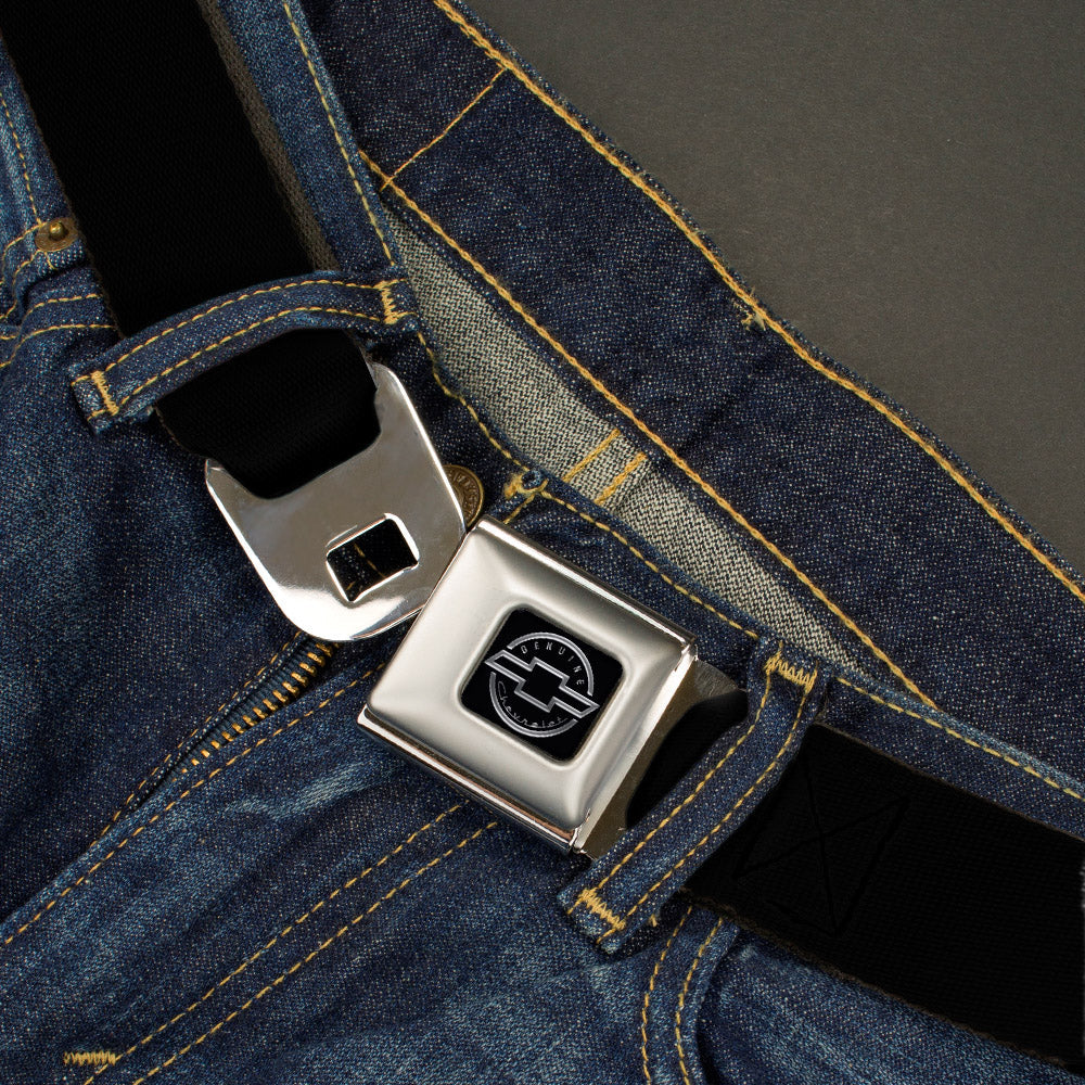 Vintage 1934 Chevrolet Bowtie Black & Charcoal Seatbelt Belt