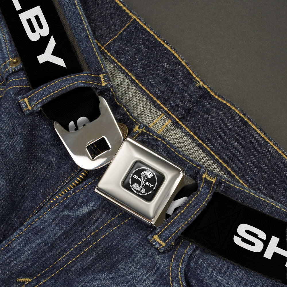 Shelby Text Only Black & White Seatbelt Belt