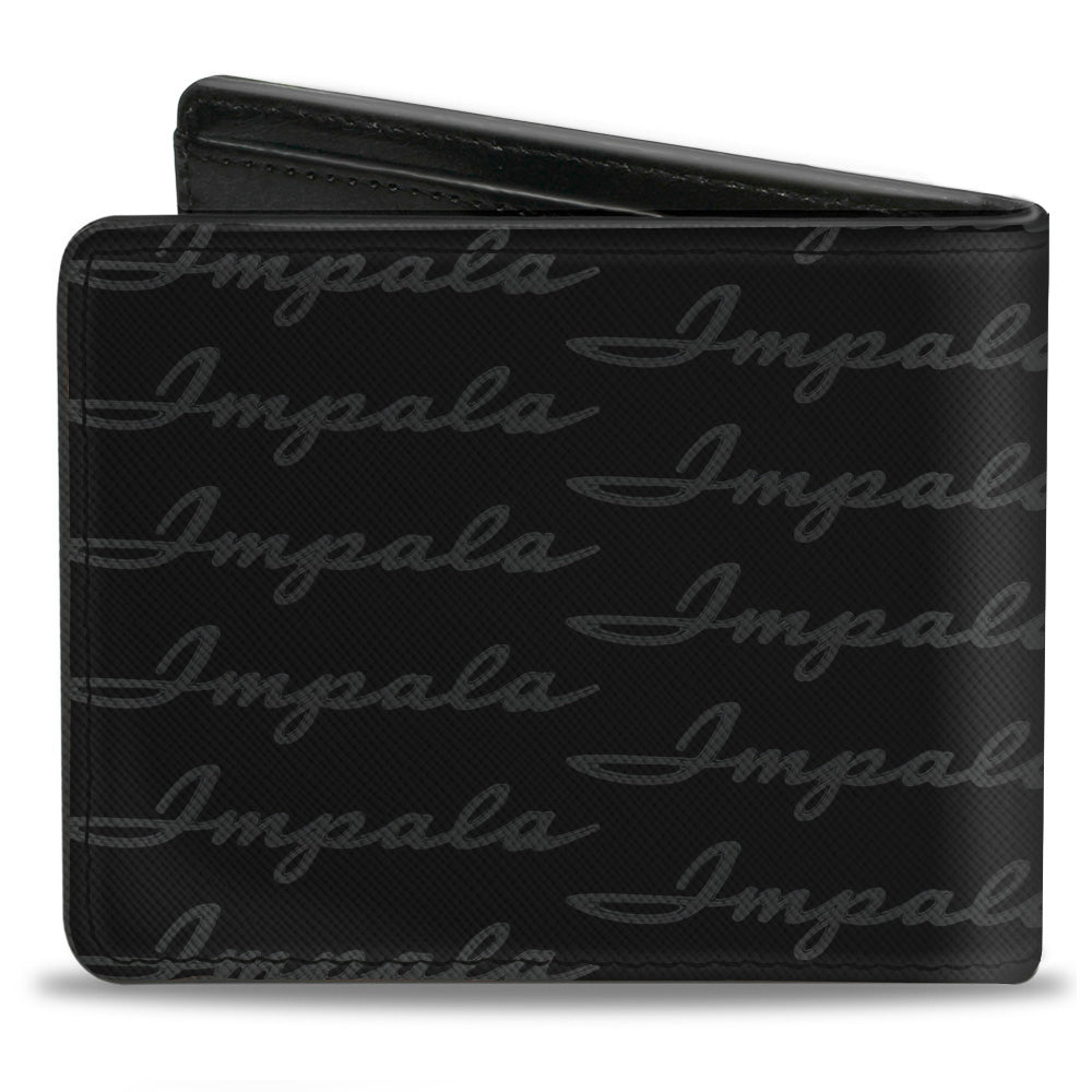 1962 Impala Script Emblem Black & Silver Bi-Fold Wallet