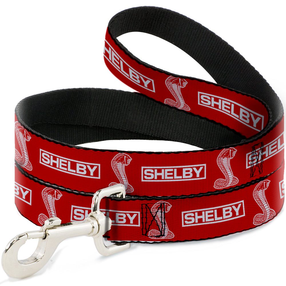 Shelby Box Logo & Super Snake Cobra Red & White Dog Leash