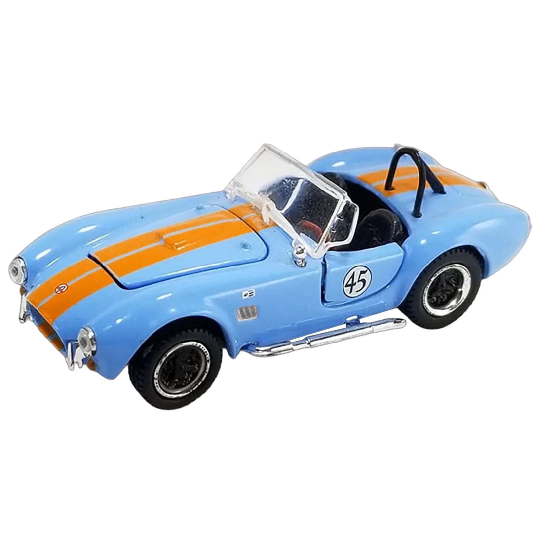Shelby Cobra 427 S/C #45 Light Blue with Orange Stripes "Shelby Collectibles" Series 1/64 Diecast Model Car