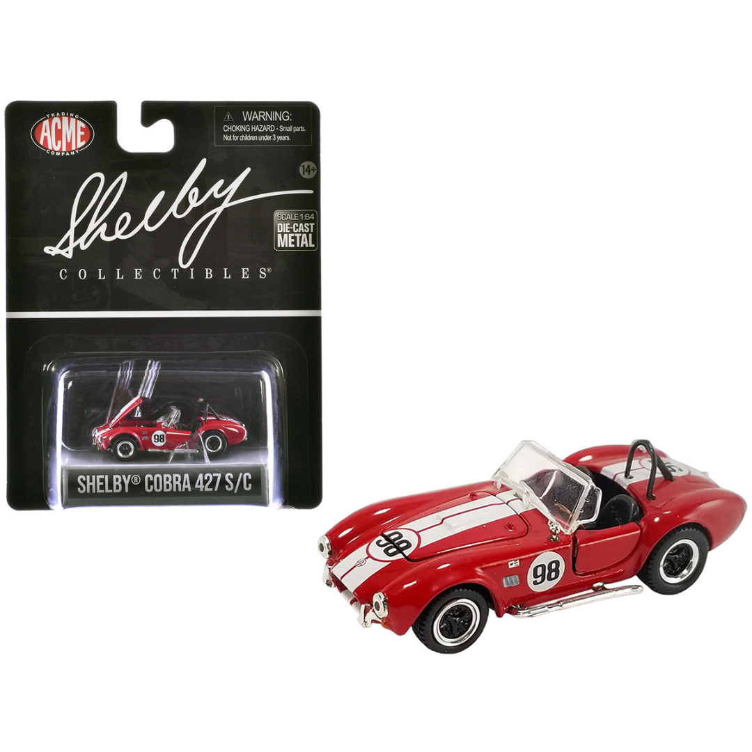 Shelby Cobra 427 S/C #98 Red with White Stripes "Shelby Collectibles" Series 1/64 Diecast Model Car