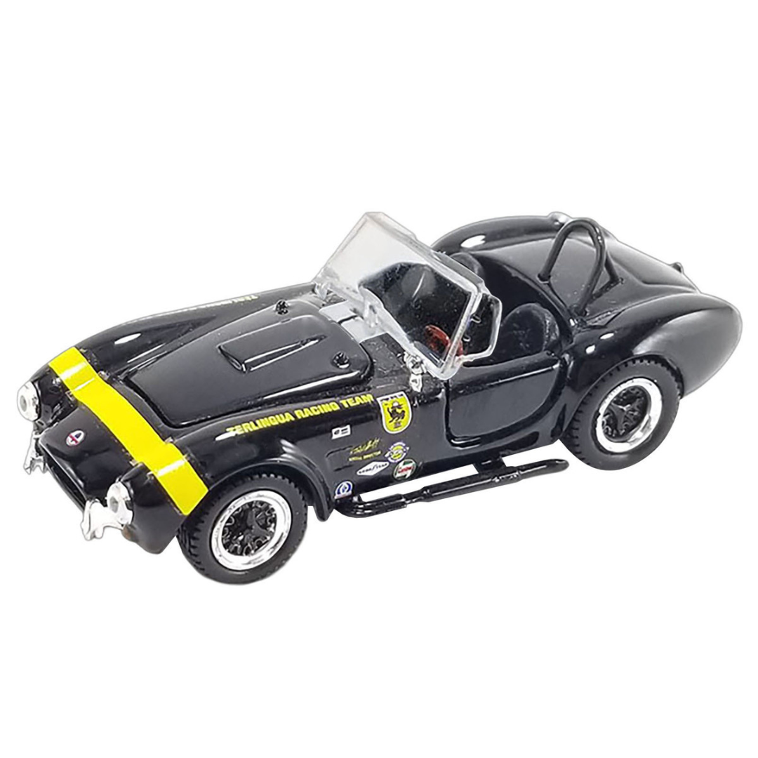 Shelby Cobra 427 S/C "Terlingua Racing Team" Black with Yellow Stripe "Shelby Collectibles" Series 1/64 Diecast Model Car