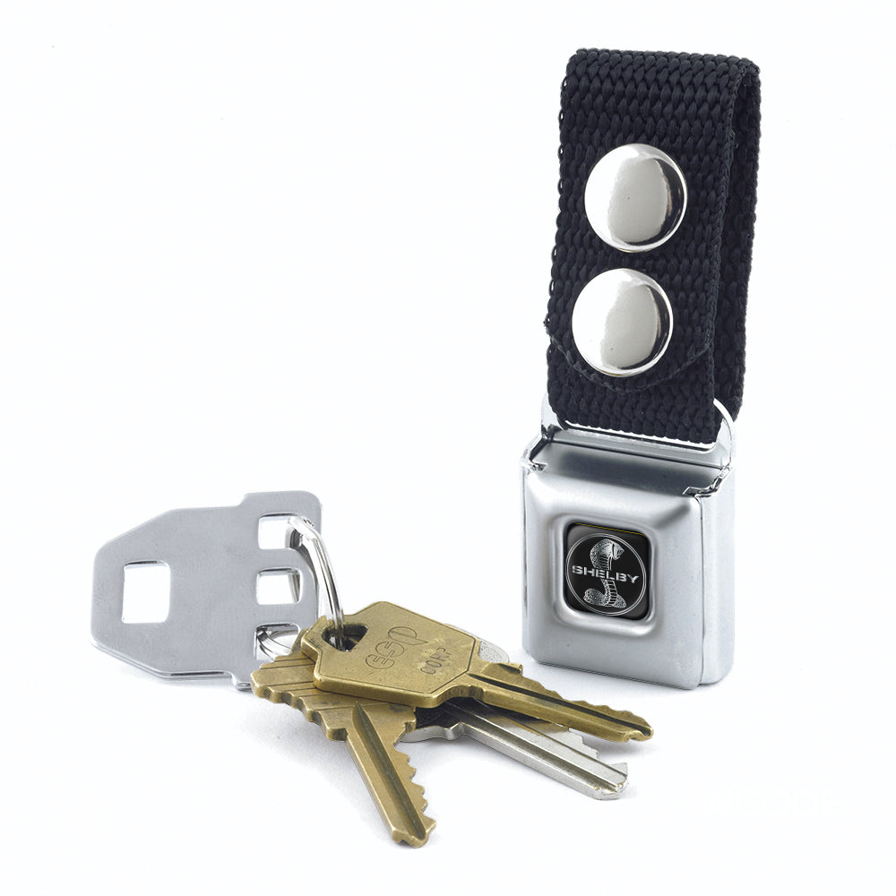 Shelby Black & White Seatbelt Buckle Keychain