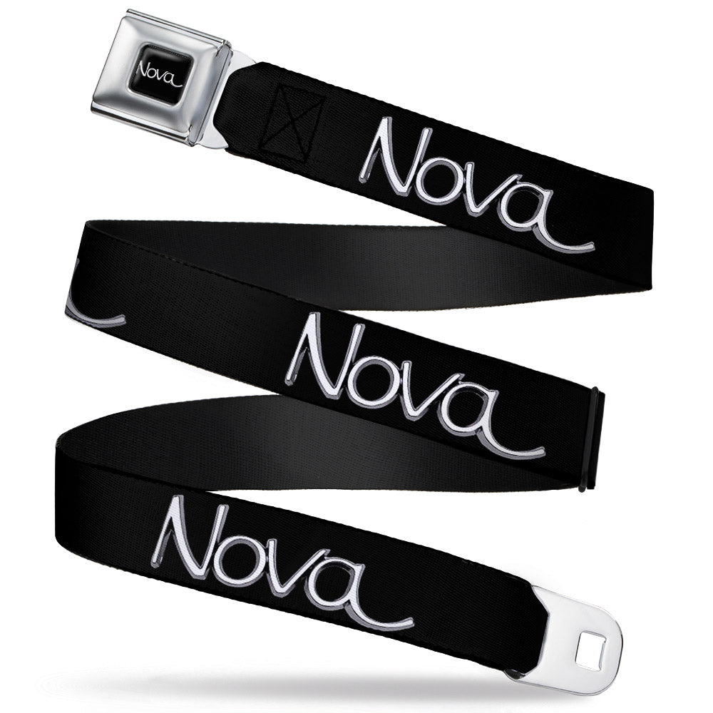 1968-1972 Nova Script Emblem Black & Silver Seatbelt Belt