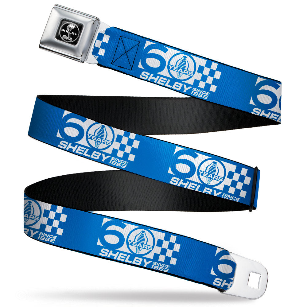 Shelby 60 Years Checkered Blue & White Seatbelt Belt
