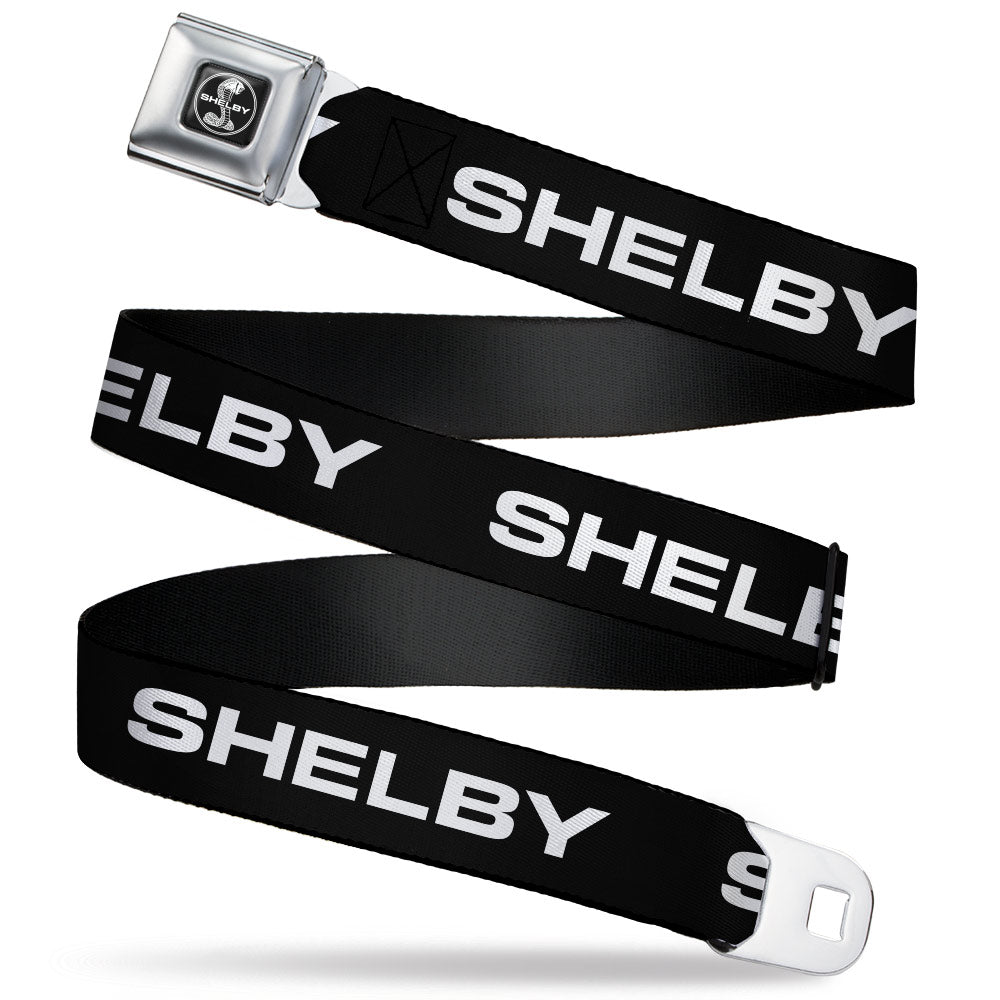 Shelby Text Only Black & White Seatbelt Belt