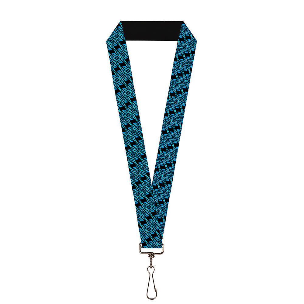 Diagonal Retro Chevy Bowtie Monogram Black & Blues Lanyard - 1.0"