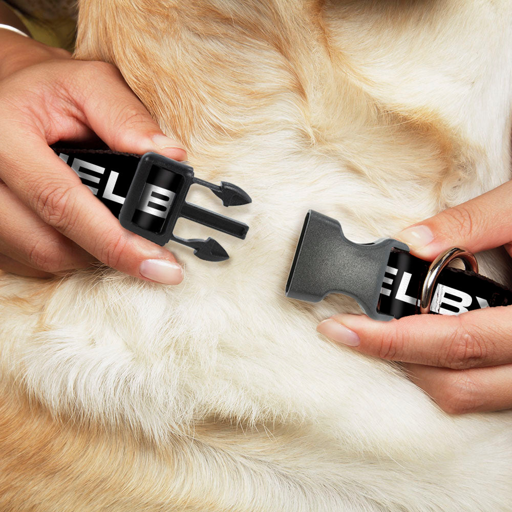Plastic Clip Collar - SHELBY Text Only Black/White