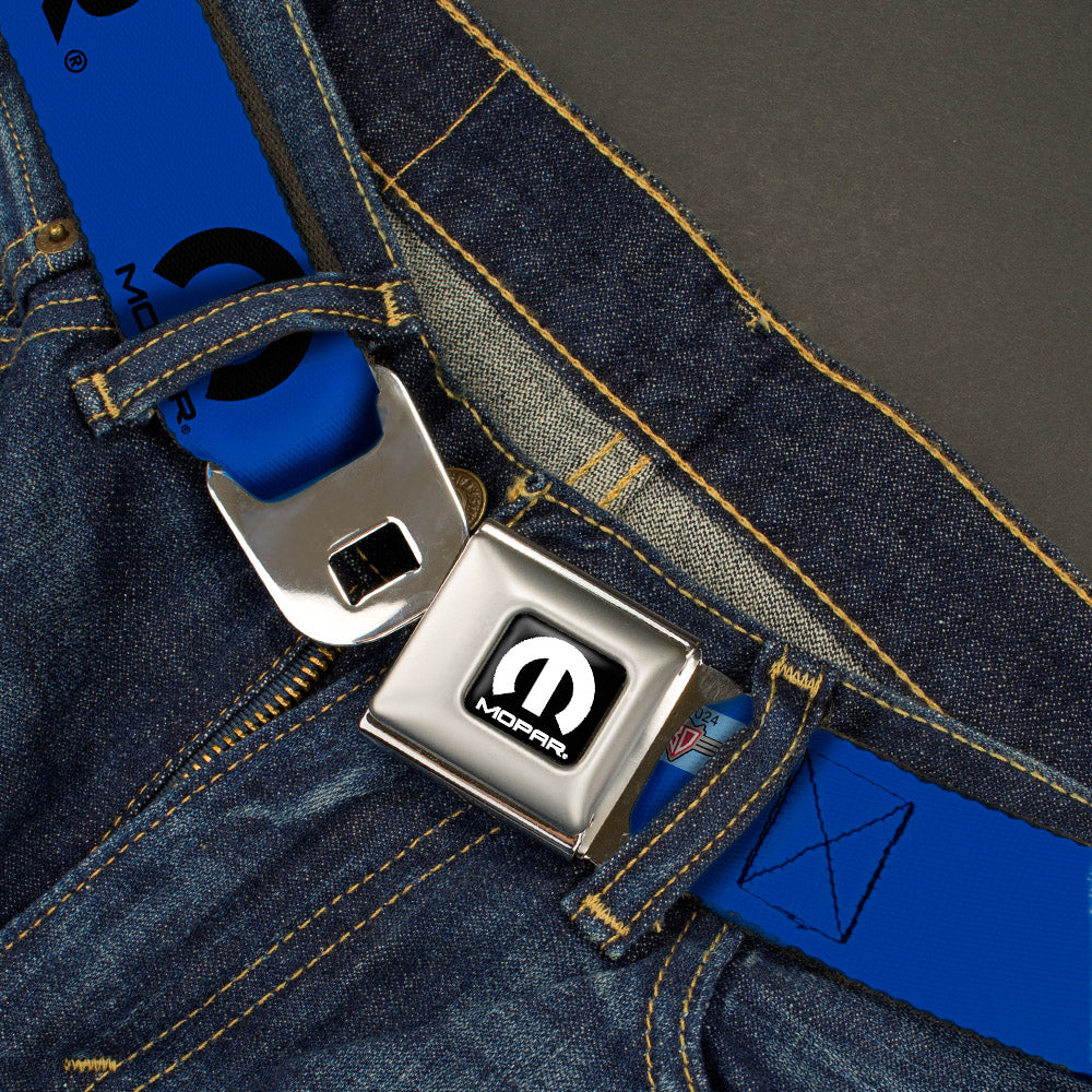 Mopar Logo Blue Seatbelt Belt