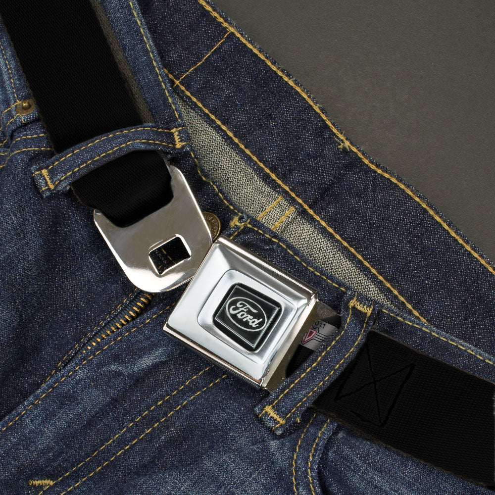Ford Script Single Black & White Seatbelt Belt
