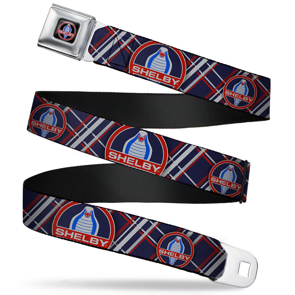 Shelby Cobra Plaid X Navy Gray & Red Seatbelt Belt
