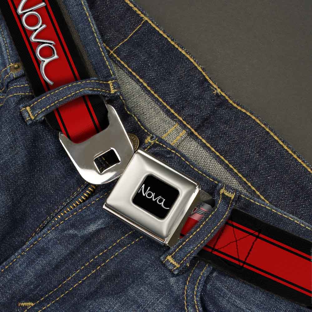 1968-1972 Nova Script Red & Black Seatbelt Belt
