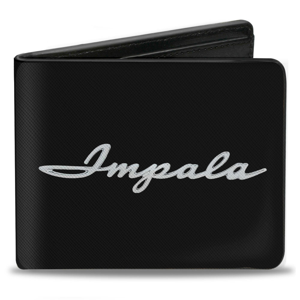 1962 Impala Script Logo Black & Silver Bi-Fold Wallet