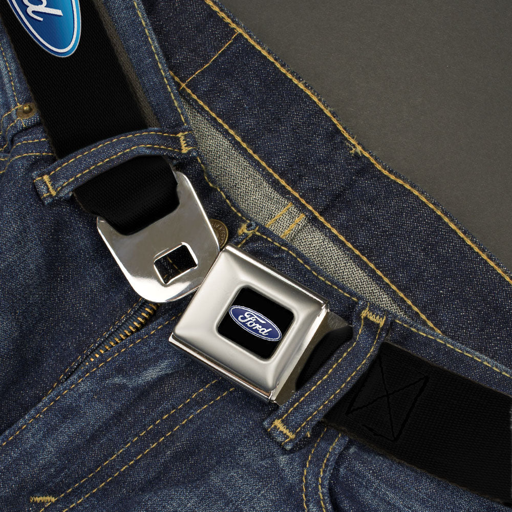 Ford Oval Full Color Black Blue Seatbelt Belt - Ford Oval Logo REPEAT Webbing