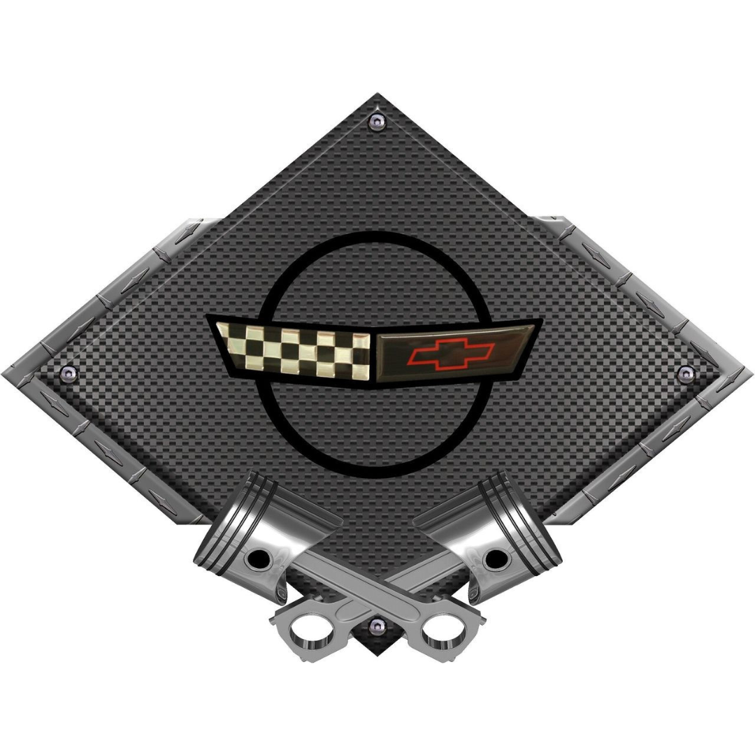 c4-corvette-black-diamond-cross-pistons-steel-sign-1991-1996