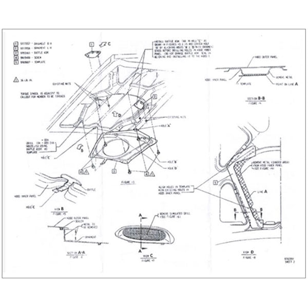 1967-1968 Pontiac Firebird Ram Air Kit For 400 Style Hood - CA